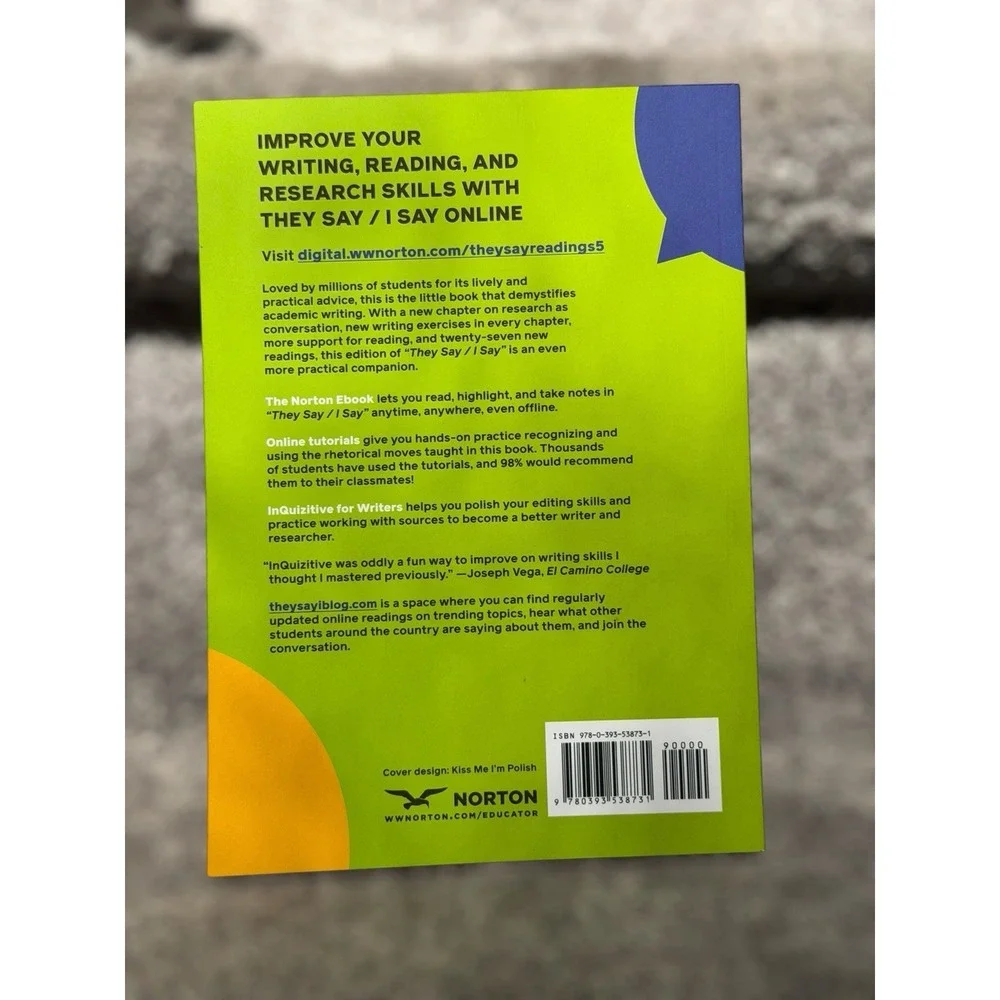 They Say/I Say With Readings‎ 5th Edition Graff Writing Textbook With Code